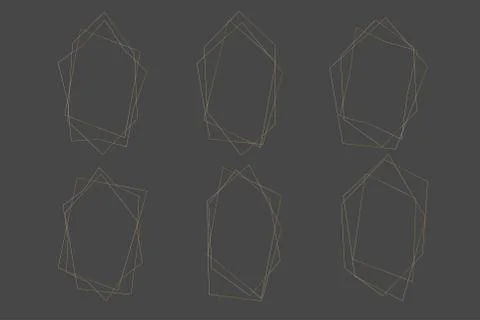 Set of golden abstract frames for trendy design of invitations, greeting card Stock Illustration