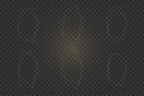Set of golden abstract frames for trendy design of invitations, greeting card Stock Illustration