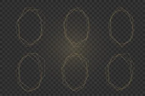 Set of golden abstract frames for trendy design of invitations, greeting card Stock Illustration