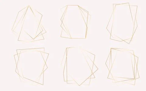 Set of golden abstract line frames vector illustration on white background Illustrazione stock