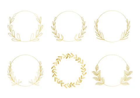 Set of golden botanical frames vector illustration Stock Illustration