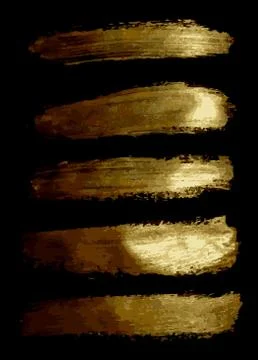 Set of golden brushes on a black Stock Illustration