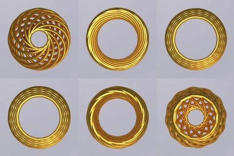 Set of golden circular patterns. Decoration or decor. Stock-Illustration