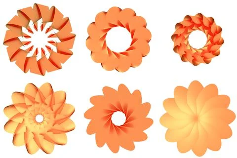 Set of golden circular patterns. Decoration or decor. Stock Illustration