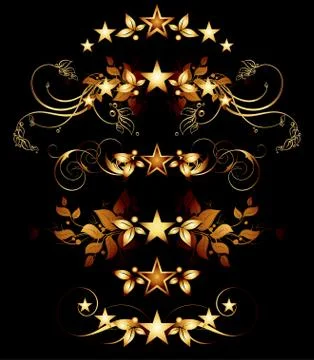 Set of golden design elements Illustrazione stock