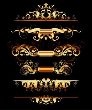 Set of golden design elements Stock Illustration