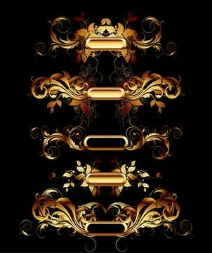 Set of golden design elements Stock Illustration