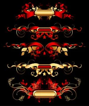 Set of golden design elements Stock Illustration