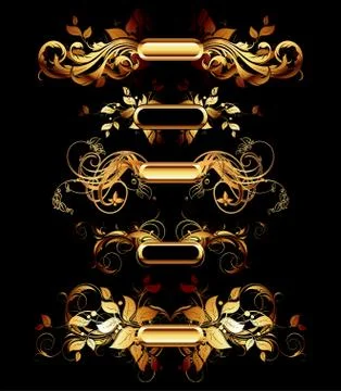 Set of golden design elements Stock Illustration