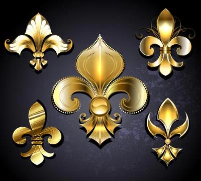 Set of  Golden Fleur de Lis Stock Illustration