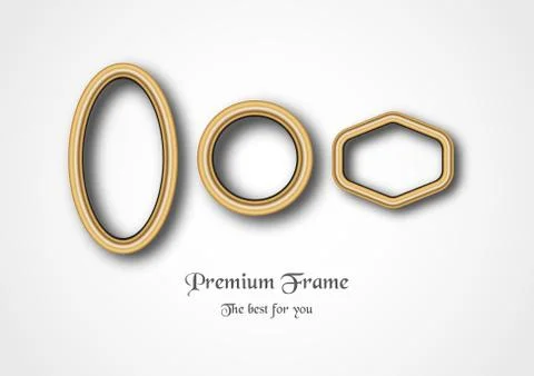 Set of golden frame on white background. Illustrazione stock