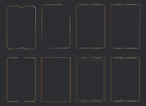 Set of golden frames in different shapes. Luxury golden frame borders Stock Illustration