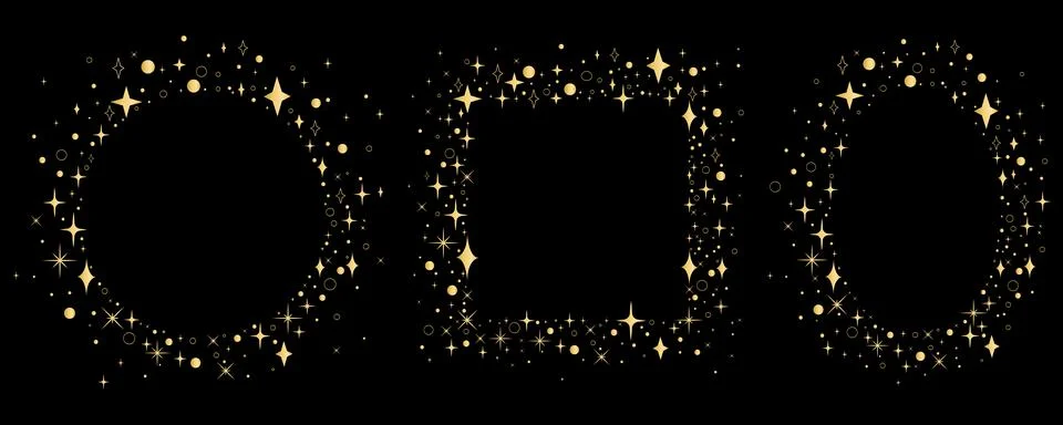 Set of golden frames for festive design Stock Illustration