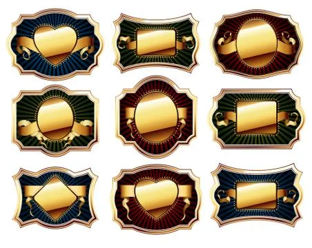 Set of golden frames 스톡 일러스트