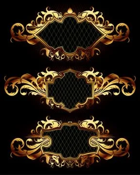 Set of golden frames Stock Illustration