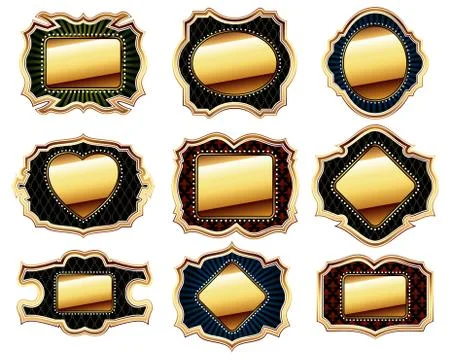 Set of golden frames Stock Illustration