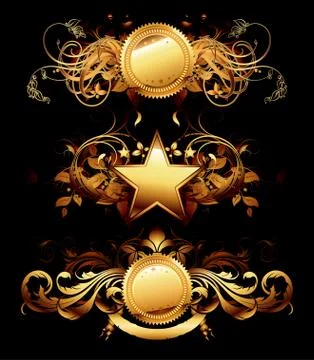 Set of golden frames Stock Illustration