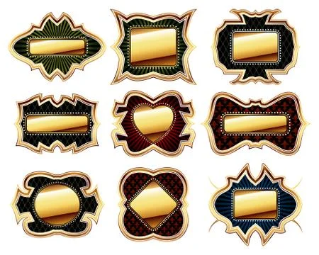 Set of golden frames Stock Illustration