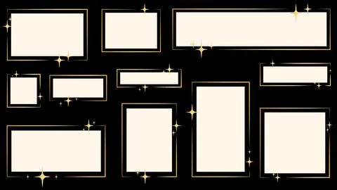 Set of golden frames with sparkles イラスト素材