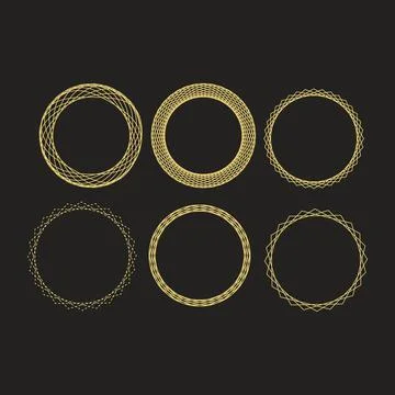 A set of golden frames to use as icons Stock Illustration