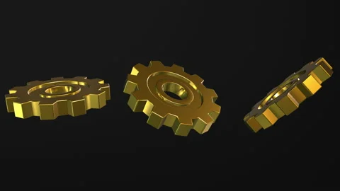 Set Golden Gears Wall engine gears wheels slowly rotating Front View Seamless  Stock Footage 130989472