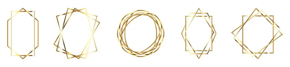 Set of golden geometric frames Stock Illustration