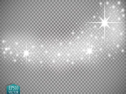 Set of golden glowing lights effects isolated on transparent background. Sun Stock-Illustration
