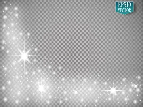 Set of golden glowing lights effects isolated on transparent background. Sun Illustrazione stock