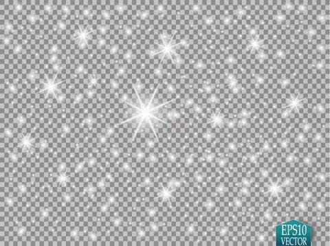 Set of golden glowing lights effects isolated on transparent background. Sun Stock Illustration