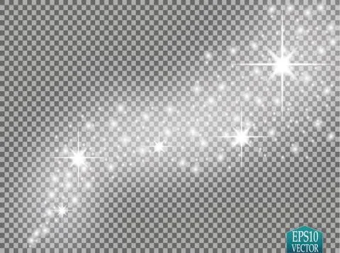 Set of golden glowing lights effects isolated on transparent background. Sun Stock-Illustration