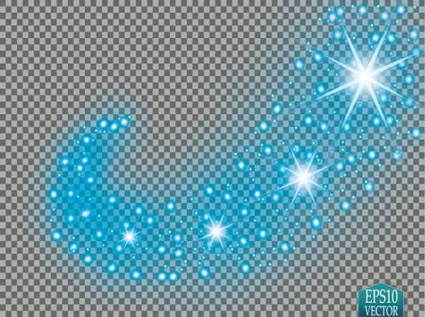 Set of golden glowing lights effects isolated on transparent background. Sun  Illustrazione stock