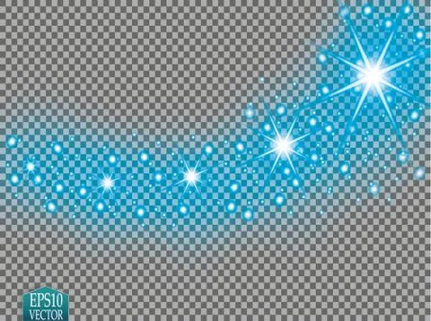 Set of golden glowing lights effects isolated on transparent background. Sun  Stock Illustration