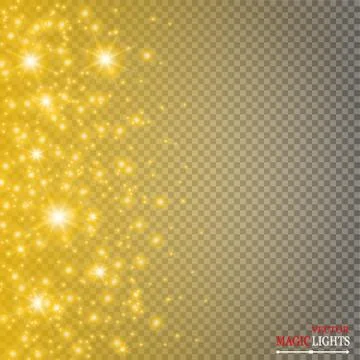 Set of golden glowing lights effects isolated on transparent background. Sun  Stock-Illustration