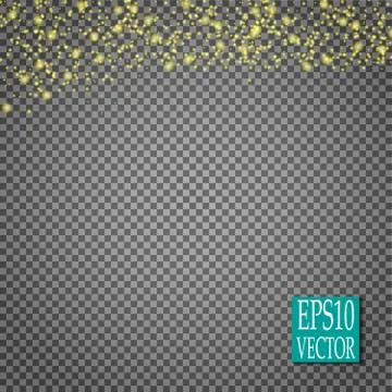 Set of golden glowing lights effects isolated on transparent background. Sun  Stock Illustration