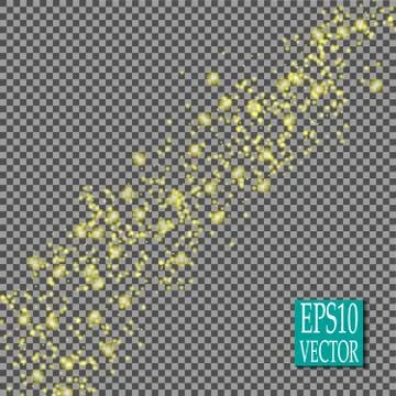 Set of golden glowing lights effects isolated on transparent background. Sun  Stock-Illustration