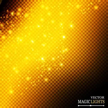 Set of golden glowing lights effects isolated on transparent background. Sun  Illustrazione stock