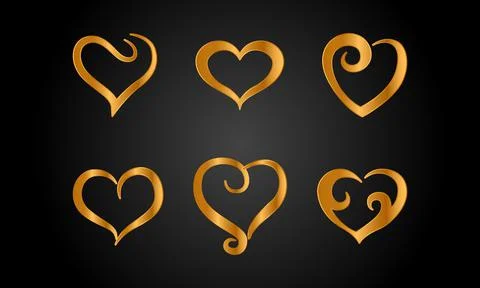 Set of golden hearts Stock Illustration