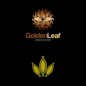 Set of Golden Leaf Logo Design Template Vector Icon Illustration Illustrazione stock