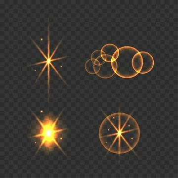 Set of golden light effects Illustrazione stock