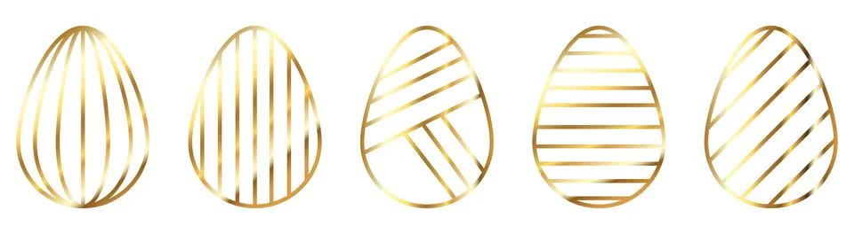 Set of golden line easter egg Stock Illustration