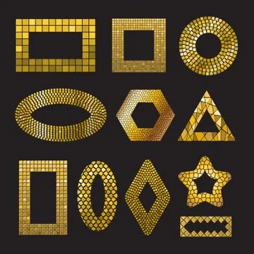 Set Golden Mosaic ceramic frames Stock Illustration