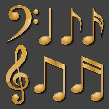 Set of golden music notes Stock Illustration