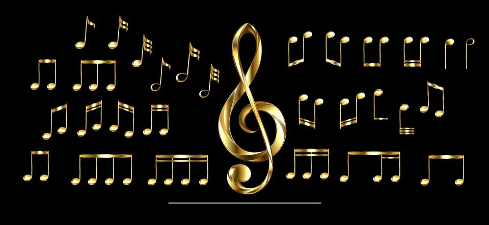 Set of golden notes Stock Illustration