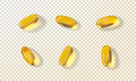 Set of golden oil capsules Stock Illustration