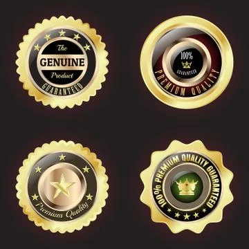 Set of Golden Premium Quality Badge Illustrazione stock