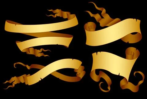 Set of golden ribbons Stock Illustration