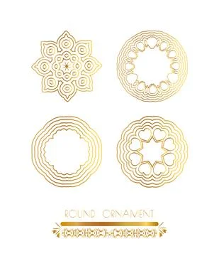 Set of golden round frames. イラスト素材
