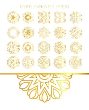 Set of golden round frames. Illustrazione stock