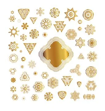 Set of golden round frames. イラスト素材