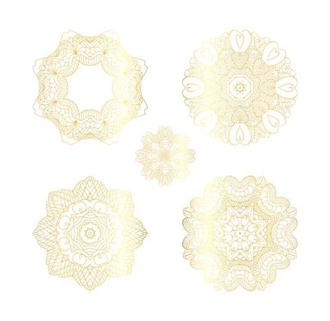 Set of golden round frames. イラスト素材